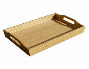 Plateau de service rustique en bois avec bord en écorce - Plateau rectangulaire en bois de manguier avec bordure en écorce d'arbre naturelle pour table basse ou ottoman - Product Image 4