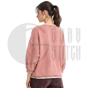 Sweat-shirt oversize à col rond pour femme, couleur unie, épaules tombantes, pull en tricot, mélange coton et polyester, vêtements d'automne - Product Image 5
