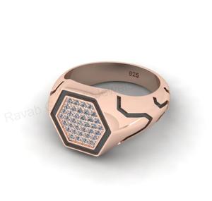 Anillo de sello hexagonal de 13 mm chapado en oro de 18k y plata 925 con circonitas pavé, estilo hip hop, el más vendido, regalo de joyería personalizado para hombre - Product Image 6