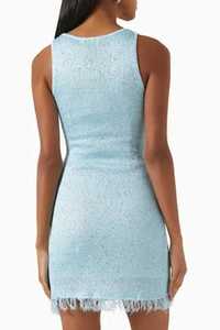 Vestido Mini sin Mangas con Encaje Azul Claro para Mujer, con Tela de Malla 100% Poliéster Impermeable - Product Image 6