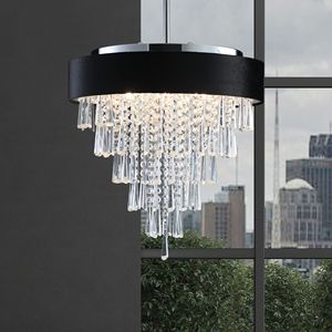 Lampadario Moderno in Cristallo da 18 Pollici con 8 Luci G9, Altezza Regolabile, Paralume Nero in Velluto Imitazione Anti-Riflesso per Sala da Pranzo - Product Image 2