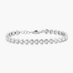 Heart Shape Round Lab Grown Diamond Tennis <b>Bracelets</b> Adjustable 6-7 in Bezel Set Minimalist Jewelry Wholesale 14k 18k <b>Solid</b> Gold - Product Image 4