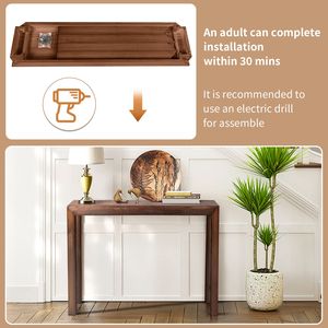 Table console en pin de style traditionnel de 46 pouces, table d'entrée étroite en noyer pour salon, couloir, table de canapé pour entrée - Product Image 3