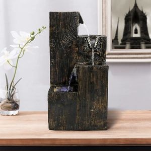 Fuente de Agua Decorativa de Interior de 15.7 Pulgadas con Base de Madera Artificial de Poliresina y Luz LED para Hogar u Oficina - Product Image 4