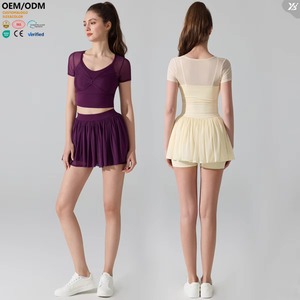 Jupe plissée personnalisée pour femme, taille haute, 2 en 1, sportive, pour la course à pied, le tennis, le paddle, le golf, le pickleball, avec poche - Product Image 5