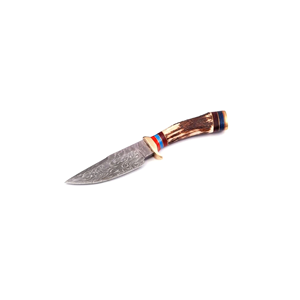 มีดทำมือจากเหล็กดามัสกัส สำหรับตั้งแคมป์และล่าสัตว์ ด้ามไม้ ใบมีดแบบ Fixed Blade ปลายแหลม คมตรง รับผลิตตามแบบ OEM พร้อมซองใส่ - Product Image 2