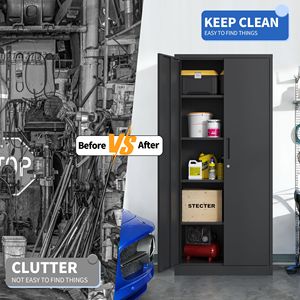 72" <b>Tall</b> <b>Metal</b> Garage Storage <b>Cabinet</b> Black Locking Tool <b>Cabinet</b> with 4 Shelves - Product Image 4