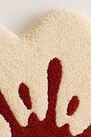 Tapis en laine bio blanc et rouge sur mesure, motif abstrait moderne unique, design artistique, tapis de sol fait main personnalisable
