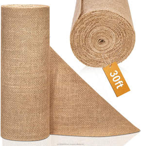 Chemin de table en toile de jute 100% jute, 12 po x 10 yd, résistant à l'abrasion, absorbant l'humidité, tissu respirant, bords finis, pour mariages - Product Image 1