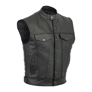 Modern Men <b>Leather</b> <b>Vest</b> Sleeveless Outerwear Smooth <b>Leather</b> Style Fabric Lightweight Construction Comfortable Casual Wear OEM - Product Image 5