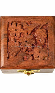 Handcrafted Durable Brown Wooden Jewelry <b>Box</b> Buckle Closure Vintage Carved Engraved Rectangle Velvet Lining <b>Keepsake</b> Storage - Product Image 2