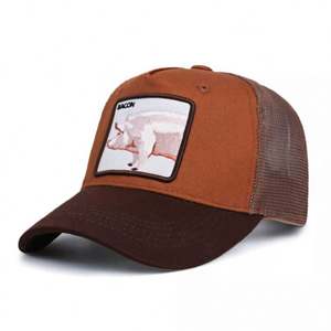 Venta al por mayor de fábrica: Gorras de béisbol tipo trucker de 5 paneles de malla con parche de animal, personalizables con imagen estilo urbano - Product Image 6