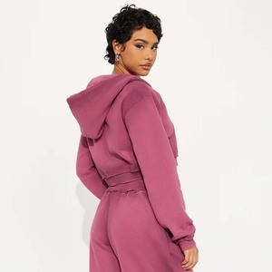 Sudadera con capucha extragrande con cremallera, estilo desgastado, lavado ácido, bordada, personalizada, Y2K, corta, para mujer - Product Image 2