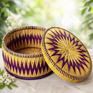 Panier à herbes et épices en herbe de Sabai tressée, écologique, de qualité supérieure, multicolore, compatible lave-vaisselle, pour le transport de pain Chapati et Roti, et comme couvercle pour récipients chauds - Product Image 4