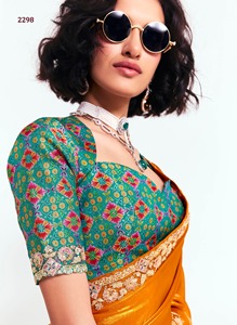 Dernière collection de saris en soie tissée de fournisseur indien, broderie, sequins, travail au fil pour mariages et festivals, prix de gros pour l'été - Product Image 4