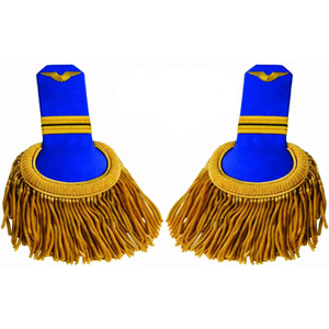 Écusson brodé personnalisé à coudre avec franges dorées et applique en tissu bleu pour uniformes, vestes, casquettes et vêtements de mode - Product Image 3