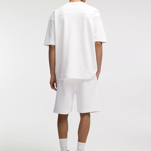 Men's Plus Size Solid Color Cotton V-neck T-Shirt <b>Set</b> Casual Summer <b>Knitted</b> Short Sleeve Tops and Shorts for Everyday Wear - Product Image 5