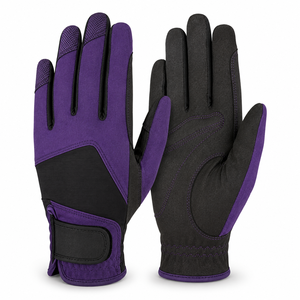 Guantes de equitación personalizados con texto, correa de tela brillante, malla y cuero PU, guantes ecuestres de Pakistán. - Product Image 1
