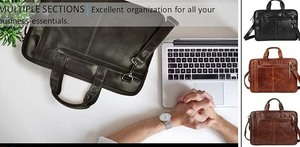 Elegant Business Genuine Leather Large Capacity <b>Laptop</b> Briefcase Custom Logo Crossbody Handbag Durable Anti-Theft Portable High - Product Image 4