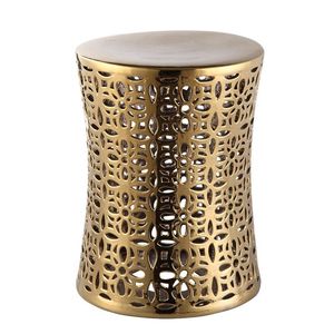 Table d'appoint compacte en métal finition dorée, meuble d'appoint peu encombrant, table élégante pour canapé, chambre et salon - Product Image 5