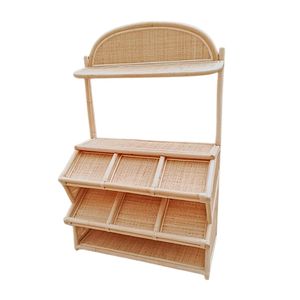 Comptoir de marché en rotin naturel de luxe pour enfants, présentoir en osier avec auvent, mobilier de chambre d'enfant style bohème - Product Image 2