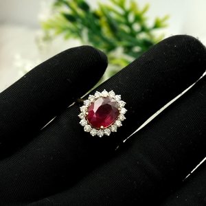 Bague en grenat rouge naturel, or blanc 18 carats, bijoux pierre de naissance de janvier, bague élégante, cadeau pour femme - Product Image 2