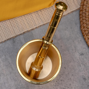 Ensemble mortier et pilon en laiton traditionnel Okhli Imam Dasta, bol broyeur d'épices pour broyer les herbes et les épices - Product Image 3