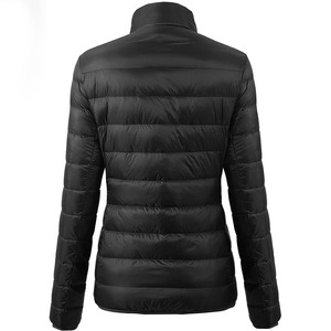 Chaqueta Acolchada Negra para Mujer, Manga Larga, Cuello Alto, Cierre de Cremallera, Invierno, Relleno de Poliéster, Largo Regular - Product Image 2