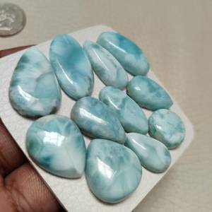 Natural larimar gemstone quartz handmade gemstone bluk lot light blue polished for jewellery making - Product Image 3