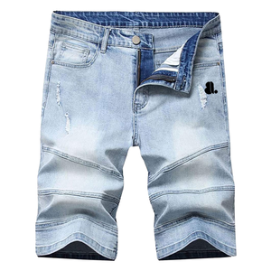 Shorts en jean décontractés pour hommes de haute qualité, en denim non tissé, couleur unie, respirants, imperméables, séchage rapide, taille haute, effet délavé - Product Image 6