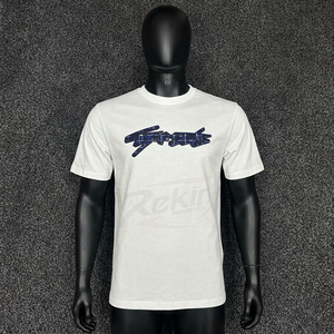 T-shirts personnalisés pour hommes 100 % coton, coupe épaules tombantes avec broderies en satin sur mesure, nouveau style 2026, look premium - Product Image 1