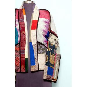 เสื้อแจ็คเก็ตผ้าฝ้ายถักสไตล์โบโฮสำหรับผู้หญิง ลายปักดอกไม้พิมพ์บล็อก ปิดกระดุม เป็นมิตรกับสิ่งแวดล้อม เหมาะสำหรับฤดูใบไม้ร่วงและฤดูหนาว - Product Image 6