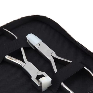 Wholesale Salon Hair Extension <b>Pliers</b> <b>Set</b> 5-Piece Heavy Duty Micro Link Installation Removal Tools Master Kit in Black Zippered - Product Image 3