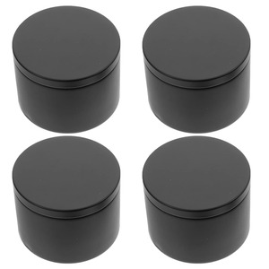Vintage Design Matt black PVD coated candle tin <b>container</b> <b>small</b> metal candle jar with lid matte black candle can offer customize - Product Image 1