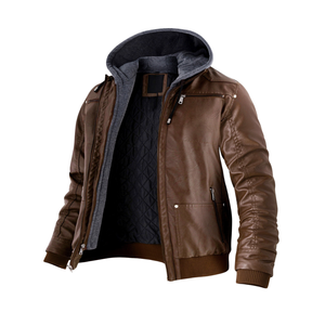 Chaquetas de Motocicleta de Piel de Becerro para Hombre, Invierno, Gruesas, con Cierre, Transpirables, Resistentes al Viento, Tallas Grandes, Estilo Casual Elegante y Deportivo - Product Image 2