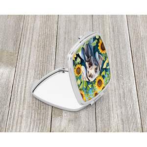 Women and Girls' Travel <b>Makeup</b> <b>Mirror</b> Handheld Folding Compact Sunflowers Decorative Pocket <b>Mirror</b> Gift for Weimaraner Owners - Product Image 2