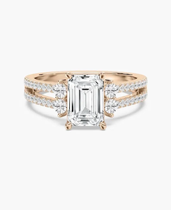 Bague de fiançailles classique pour femme en or rose 14 carats avec diamant taille émeraude de 1,50 carat, couleur F, pureté VS1, certifié IGI, et diamant d'accentuation solitaire - Product Image 1