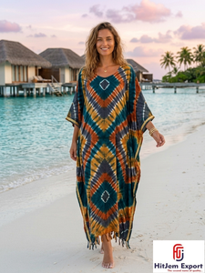 Vestido Kaftan Tie Dye Personalizado para Mujer, Estilo Holgado, para Playa o Resort, Fabricante y Proveedor OEM ODM - Product Image 5