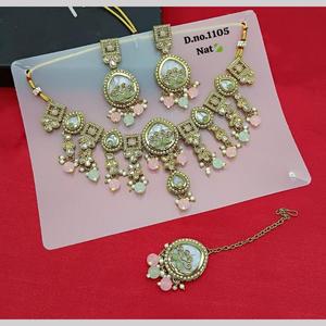 Collier en plaqué or avec pierre de cristal et perles 11151660PGR - Product Image 1