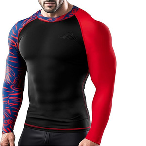 Camiseta de Compresión Deportiva Unisex, Ajustada, de Spandex/Poliéster, Ligera y de Secado Rápido para Artes Marciales Mixtas, Venta al Por Mayor - Product Image 1