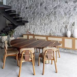 Juego de Comedor Minimalista de Lujo para Interiores de Hogar Moderno, Elegante Juego de Comedor de Madera con Estilo Neutral Suave - Product Image 1