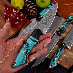 Juego de Cuchillos de Chef Profesionales de Acero de Damasco Hechos a Medida, 5 Piezas, UA Supplies, Mango de Epoxi Hecho a Mano, Ambidiestro, Funda de Cuero, 4.5-9 - Product Image 5