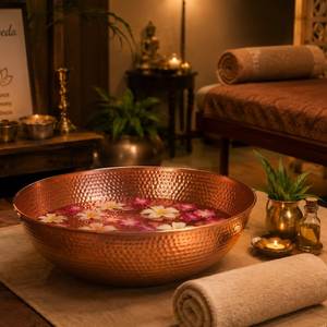 Cuenco de Cobre 100% para Pedicura, Uso Personalizado en Baño y Hogar, Bañera Redonda para Spa de Pies con Drenaje Manual, Cuenco de Cobre para Alivio de Pies - Product Image 2