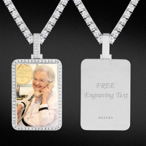 Iced Out Moissanite Picture Pendant Personalized <b>Memory</b> Photo Pendant Handmade 925 Silver Custom Photo Pendant Hand Set <b>Stones</b> - Product Image 3