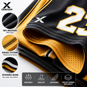 Uniforme de Baloncesto Reversible Transpirable de Secado Rápido 100% Poliéster, Conjunto Deportivo con Logotipo Personalizado Impreso por Sublimación, Nombre del Equipo - Product Image 5