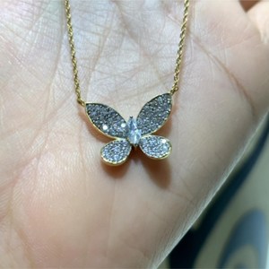 Classic Best Selling 925 Sterling <b>Silver</b> Lab Grown Diamond Pave Set Diamond Butterfly Pendant <b>Necklace</b> Birthday Gift for Her - Product Image 3
