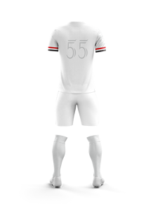 Uniforme de football pour hommes sur mesure en blanc et bleu, 100% polyester, qualité supérieure, best-seller, vêtements d'équipe en softshell. - Product Image 6