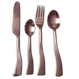 Juego de Cubiertos de Acero Inoxidable Color Oro Rosa, Diseño Curvo Vintage, Ecológico, Sostenible, Hecho a Mano, Elegante - Product Image 1