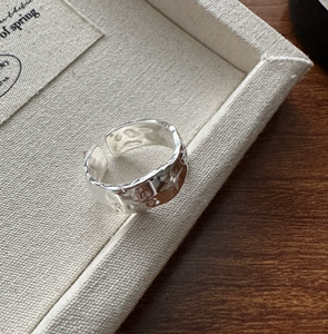 Anillo de Compromiso de Plata de Ley S925 Estilo Coreano con Textura de Estrella de Seis Puntas, Diseño Simple - Product Image 4