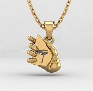 Pendentif Breloque Designer en Argent 925 Plaqué Or 18K et Rhodium pour Hommes, Motif Miroir Brisé Yeux Larmes, Bijoux Fins, Fabricant OEM - Product Image 6
